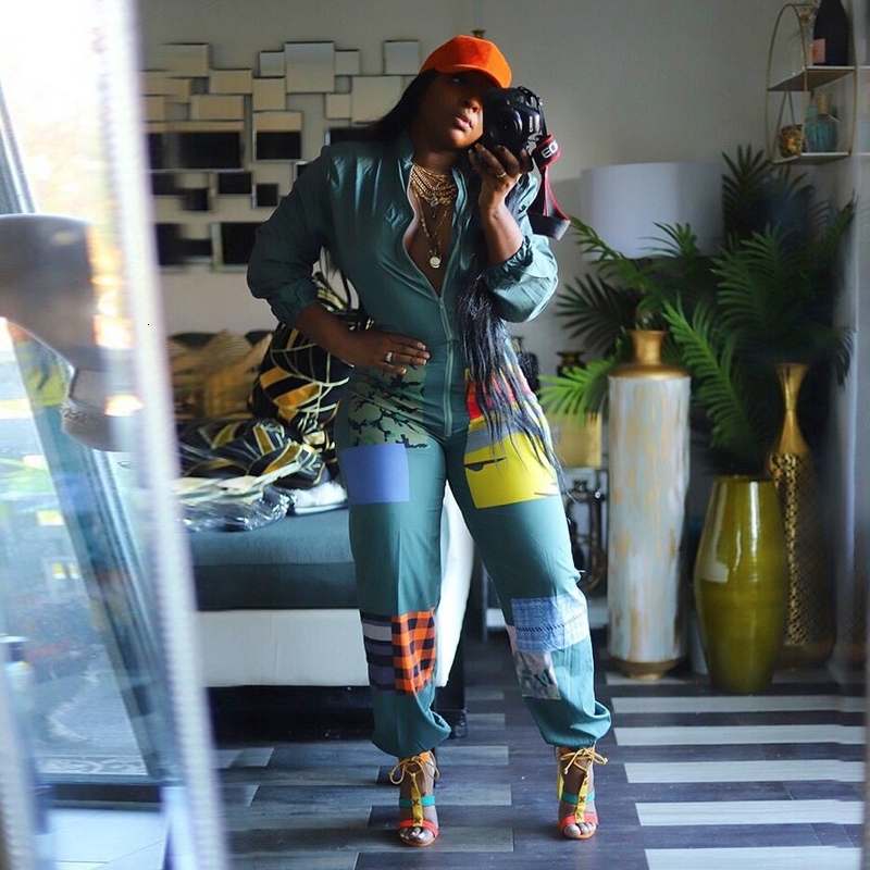 Color Block Women Autumn Rompers Full Sleeve Zipper Up Jumpsuits Casual Stitching Playsuit Streetwear Female One Piece Overalls T200509