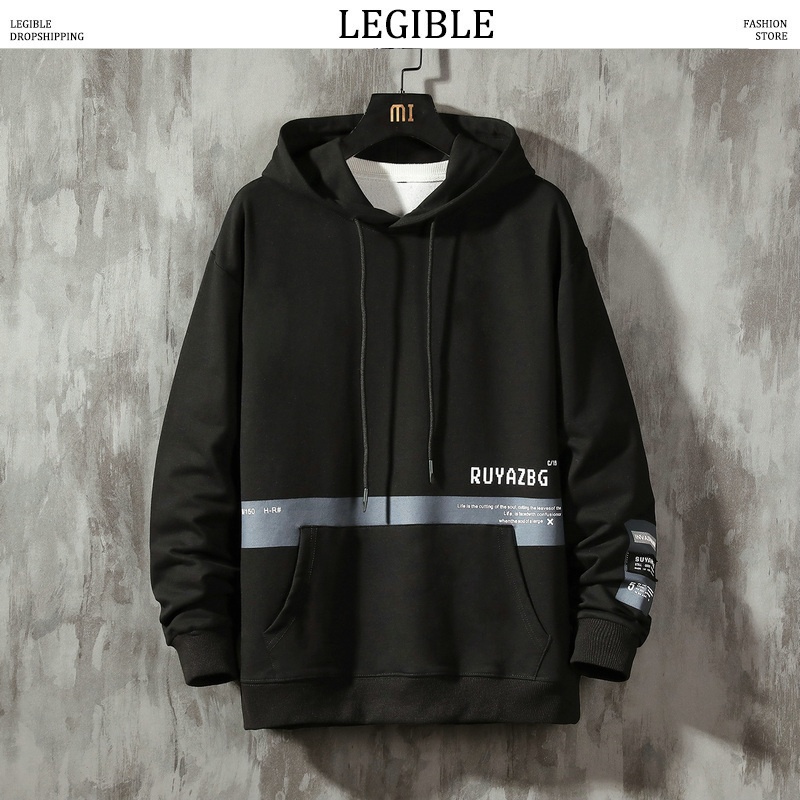 Legible Spring Autumn Men's Patchwork Hooded Hip Hop Hoodies Men Casual Fashion Sweatshirt Men Hoodie Male 4XL 5XL 201126