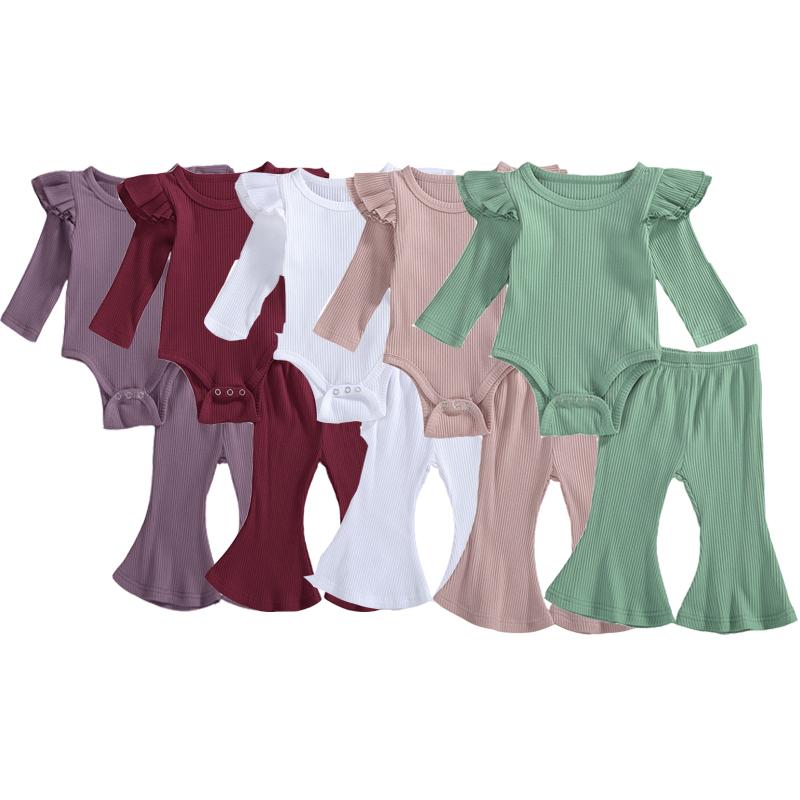 Clothing Sets Born Infant Baby Girls 2PCS Knitted Outfit Solid Ruffle Long Sleeve Round Neck Button Romper Elastic Bell-Bottom Pants, White
Clothing Sets Born Infant Baby Girls 2PCS Knitted Outfit Solid Ruffle Long Sleeve Round Neck Button Romper Elastic Bell-Bottom Pants, White
