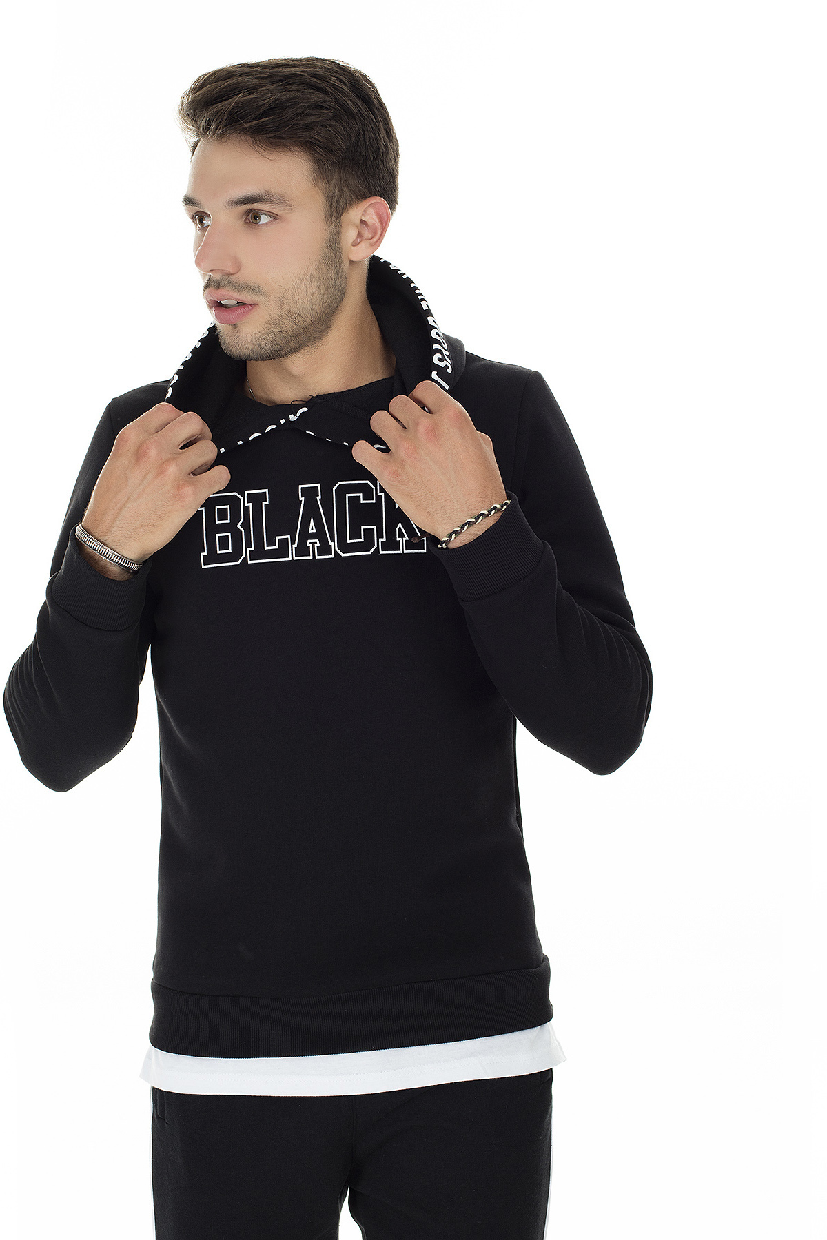 Buratti Printed Hooded Sweat suits Extra Slim Fit Men Fashion Autumn Winter Hip Hop Hoodie 575719 201128