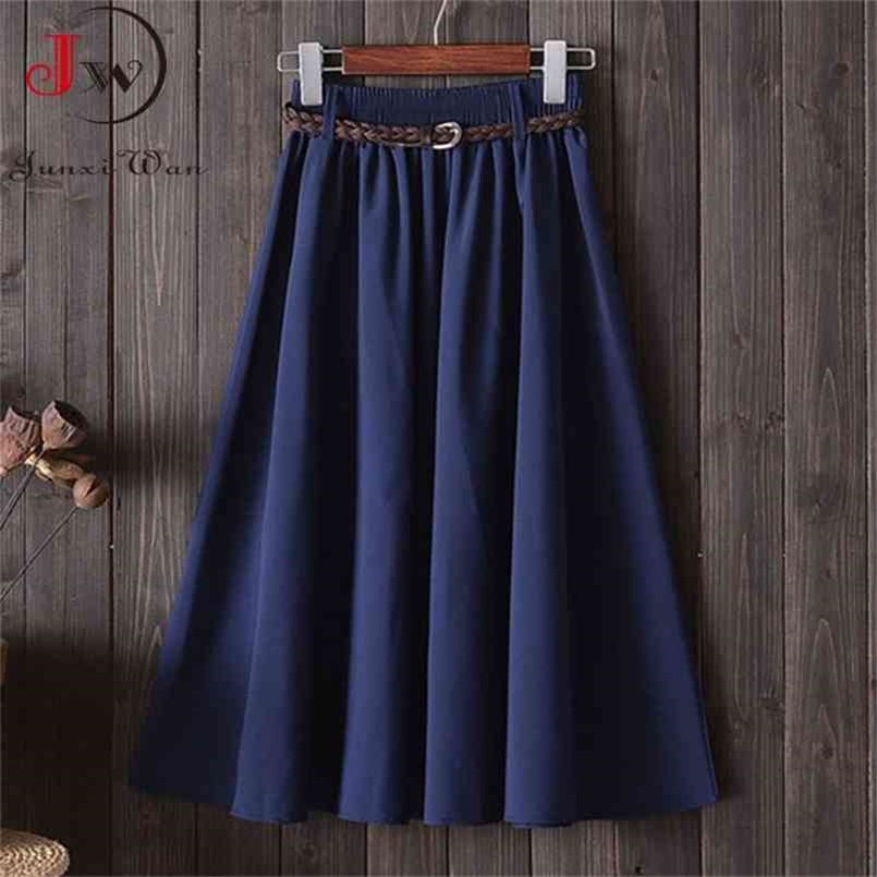 Women Preppy Style Summer Skirt Casual A-line Solid With Belt Mid-length Fashion Elegant Chic Girls Midi Skirts Saias 210702, 002-khaki-skirt
Women Preppy Style Summer Skirt Casual A-line Solid With Belt Mid-length Fashion Elegant Chic Girls Midi Skirts Saias 210702, 002-khaki-skirt