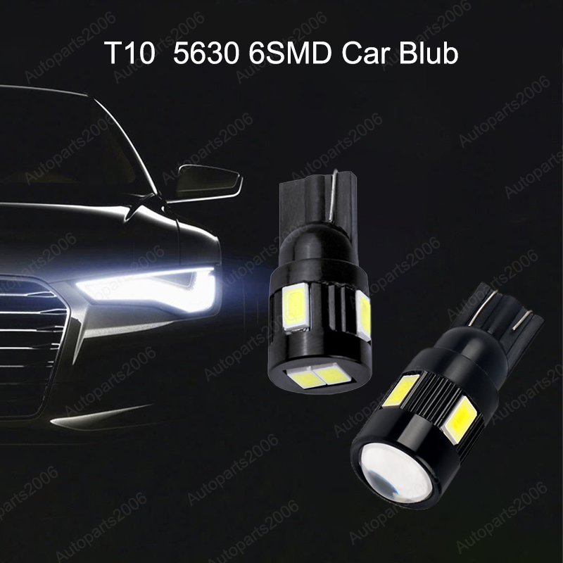 

50Pcs White T10 W5W 5630 6SMD Car LED Bulbs For 194 168 Clearance Lamps Reading Dome Door Trunk License Plate Lights 12V