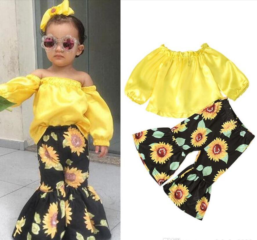 Kids clothes girls outfits children Strapless shoulder Tops+sunflower Flare pants 2pcs/set Spring Autumn baby Clothing Sets, White
Kids clothes girls outfits children Strapless shoulder Tops+sunflower Flare pants 2pcs/set Spring Autumn baby Clothing Sets, White