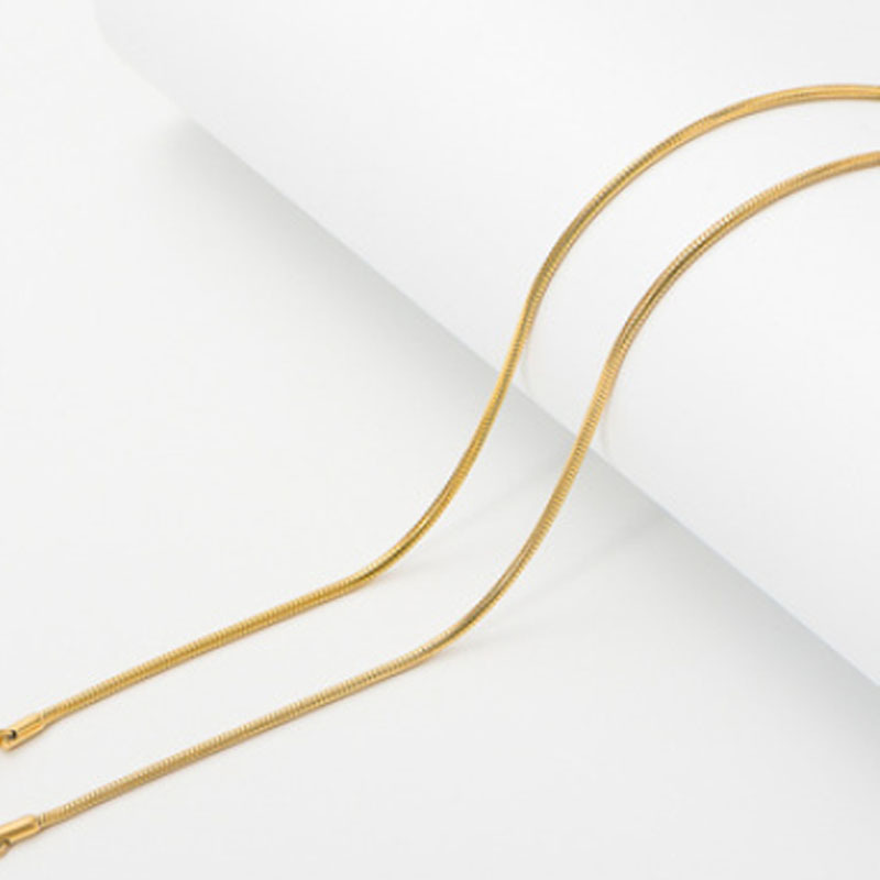 1.2MM 18K Real Gold Plated Stainless Steel Snake Necklace Chain for Men Women Titanium Steel Chains Necklace Anti-allergy Jewelry Gift 40cm 45cm 50cm 