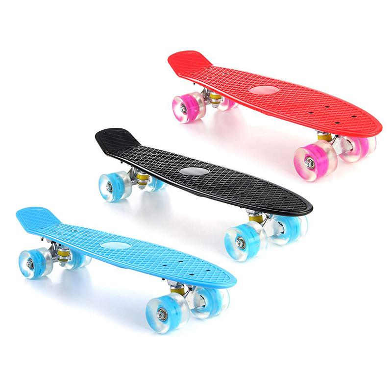 22 Inches Four-Wheel Mini Longboard Pastel Color Skate Board Skateboard with LED Flashing Wheels Retro Skateboard, Red
22 Inches Four-Wheel Mini Longboard Pastel Color Skate Board Skateboard with LED Flashing Wheels Retro Skateboard, Red
