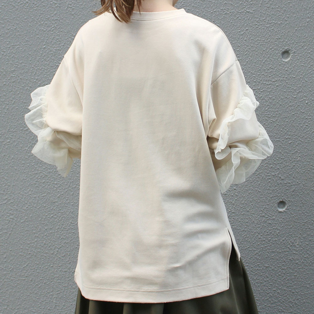 Hoodie Women Long Sleeve Hoodie Shirt Mesh Tulle Sleeve Frilled Sweatshirts Japan Style Female Tops Loose Tops Women 201203