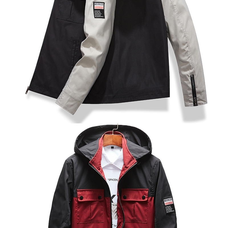 Men's spring and autumn hooded jacket men's baseball jacket new casual jacket men's sportswear zipper hat men 5XL T200601