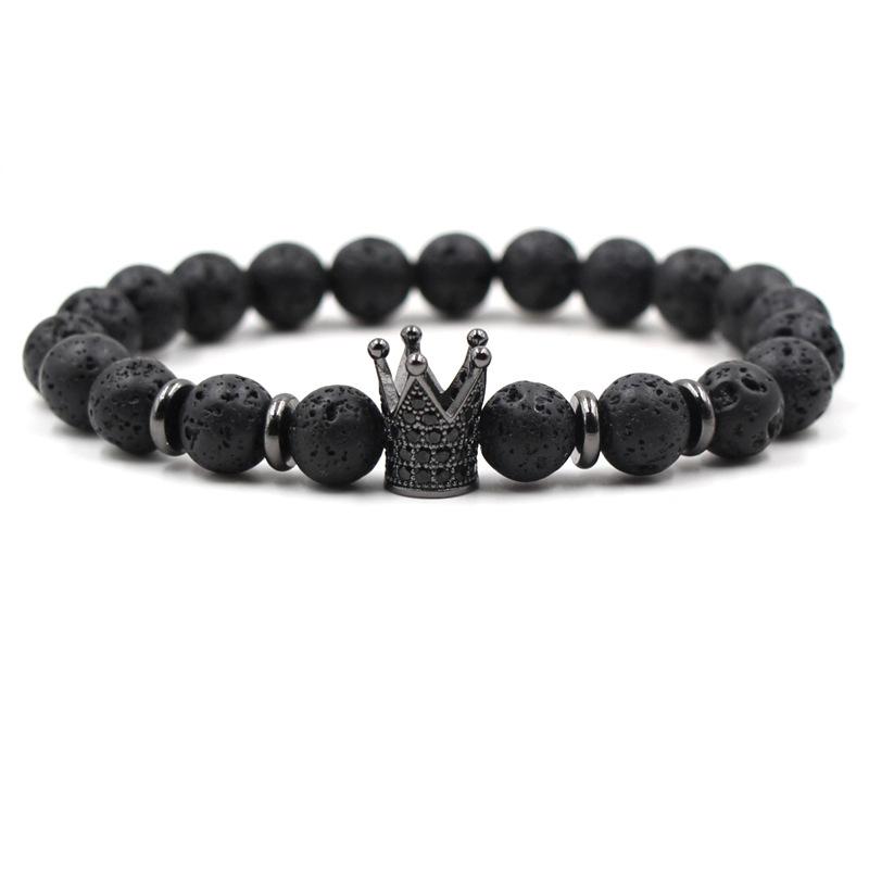 Beaded, Strands Charm 8mm Natural Black Volcanic Lava Stone Bead Bracelet Pave CZ 4 Color Crown Bangle For Women&Men Noble DIY Jewelry
Beaded, Strands Charm 8mm Natural Black Volcanic Lava Stone Bead Bracelet Pave CZ 4 Color Crown Bangle For Women&Men Noble DIY Jewelry