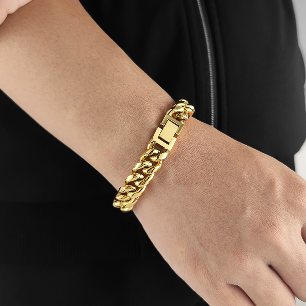Gold Plated Miami Pulseras De Oro Stainls Steel Cuban Link Chain Hip Hop Jewelry Men Bracelet
Gold Plated Miami Pulseras De Oro Stainls Steel Cuban Link Chain Hip Hop Jewelry Men Bracelet