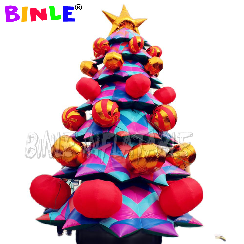 Giant Artificial Purple Inflatable Christmas Tree With Ornament Balls And Stars For Lawn Yard/Mall Decoration