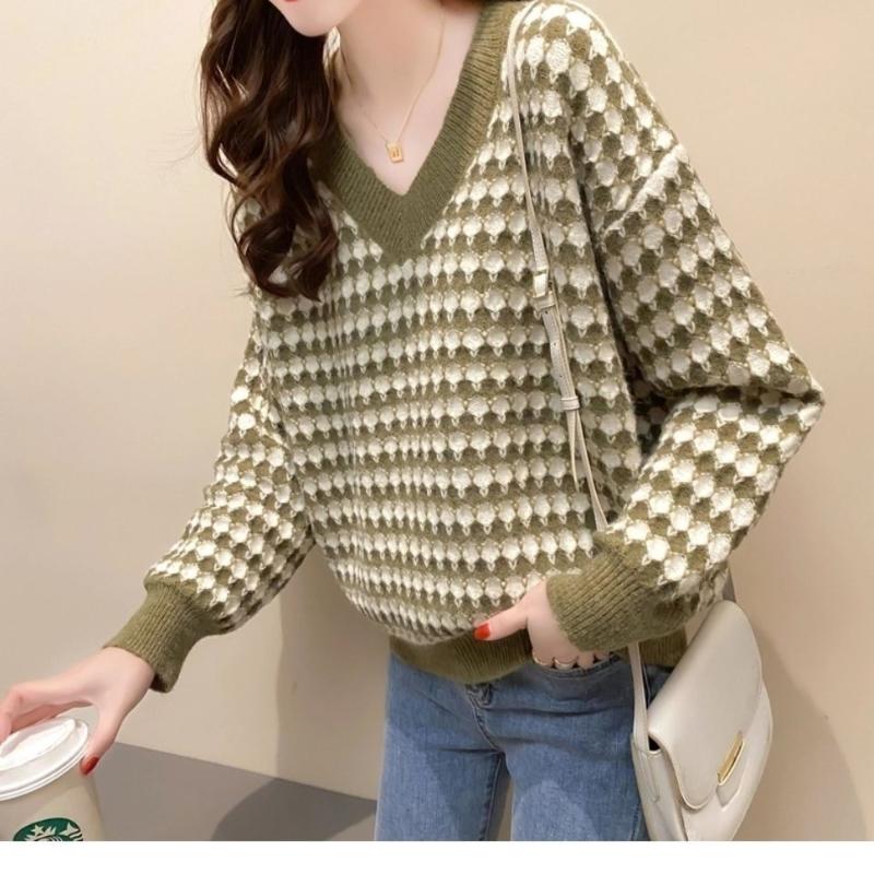 Women' Sweaters V-neck Spring And Autumn Korean Fashion Leisure Loose Versatile Pullover Wear Long Sleeved Lady Sweater Outside, Black 
Women' Sweaters V-neck Spring And Autumn Korean Fashion Leisure Loose Versatile Pullover Wear Long Sleeved Lady Sweater Outside, Black