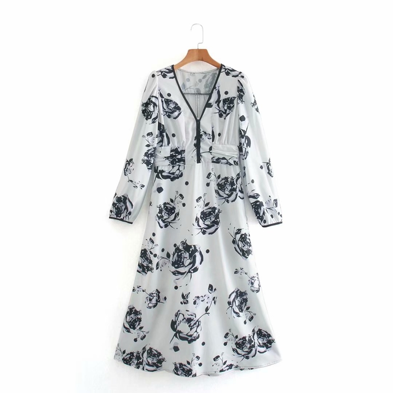 Fashion Spring Long Sleeve Flower Dress V neck Waist A-line Elegant Party Vacation Beach Slim For Women NX2115 210525, White
Fashion Spring Long Sleeve Flower Dress V neck Waist A-line Elegant Party Vacation Beach Slim For Women NX2115 210525, White