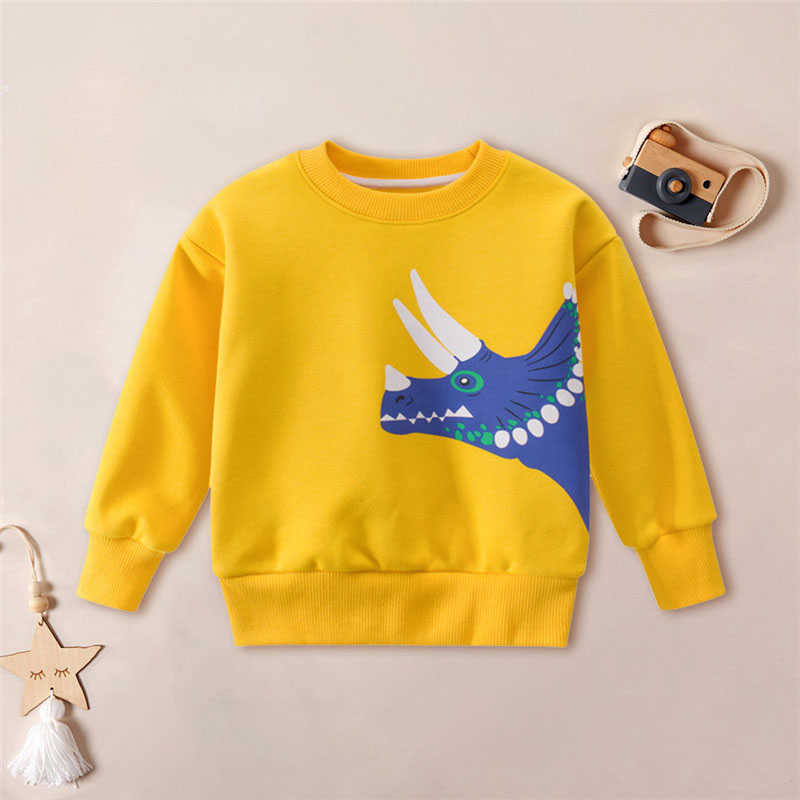 Spring and Autumn Fashionable Cartoon Animal Dinosaur Sweatershirt for kids Boy Sweater Clothes 210528