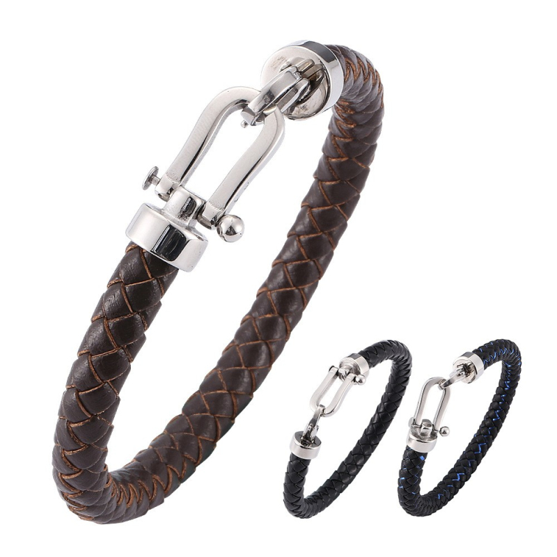 New Trendy Men Jewelry 925 Silver Plated Stainless Steel Charm Genuine Leather Bracelet
New Trendy Men Jewelry 925 Silver Plated Stainless Steel Charm Genuine Leather Bracelet