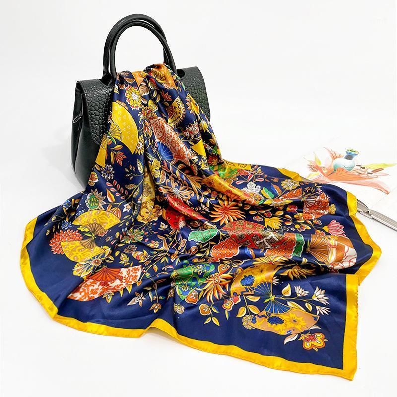 Scarves 300pcs 90x90cm Silk Scarf Wholesale, Blue;gray