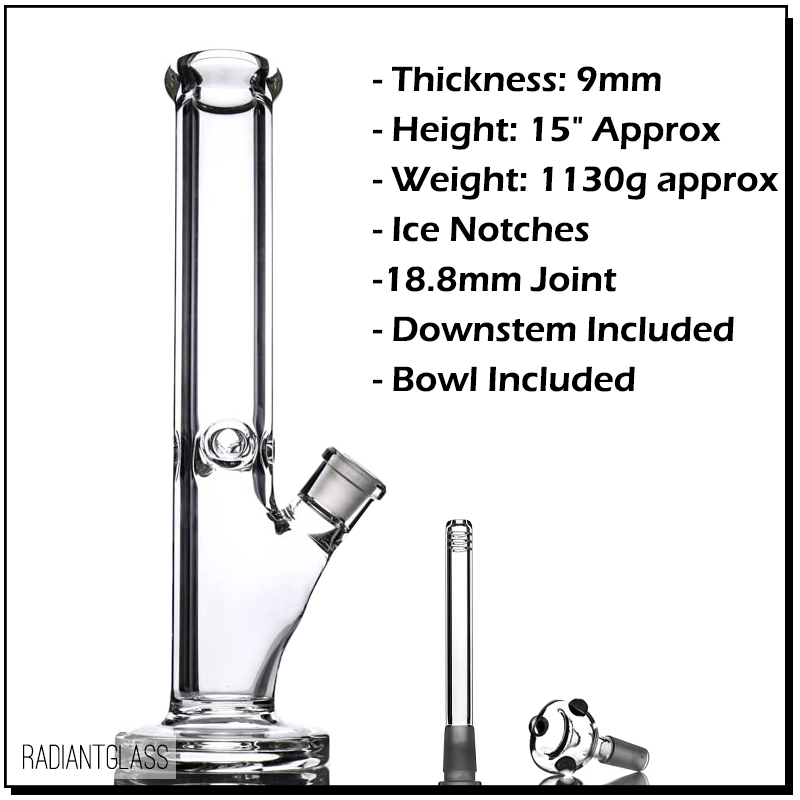Hookahs 15 inches Straight bong with 9mm thick glass ice notches elephant Joint waterpipe comes accessories
Hookahs 15 inches Straight bong with 9mm thick glass ice notches elephant Joint waterpipe comes accessories