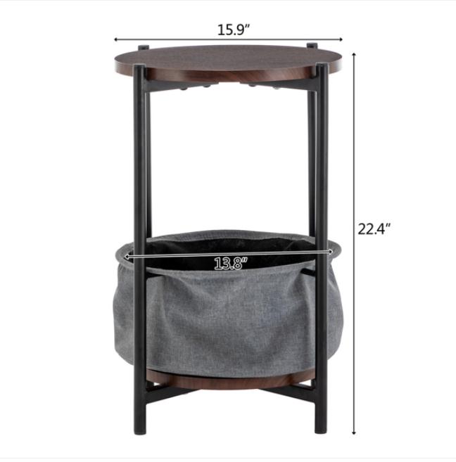 2022 Boxes & Bins MDF Double-layer Round Tea Table with Storage Gray