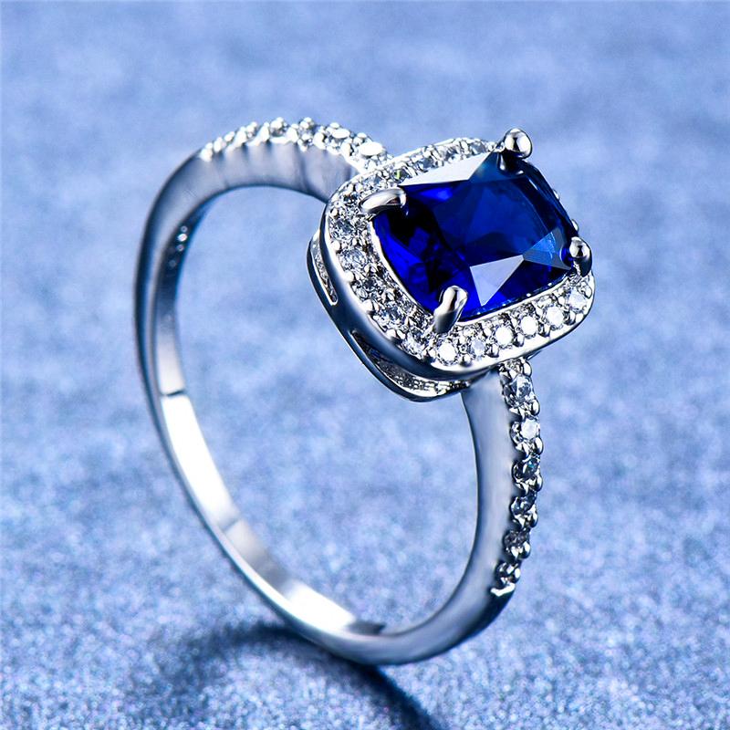 Cluster Rings Cute Female Blue Sapphire Stone Ring 100% Real 925 Sterling Silver Engagement Vintage Wedding For Women
Cluster Rings Cute Female Blue Sapphire Stone Ring 100% Real 925 Sterling Silver Engagement Vintage Wedding For Women