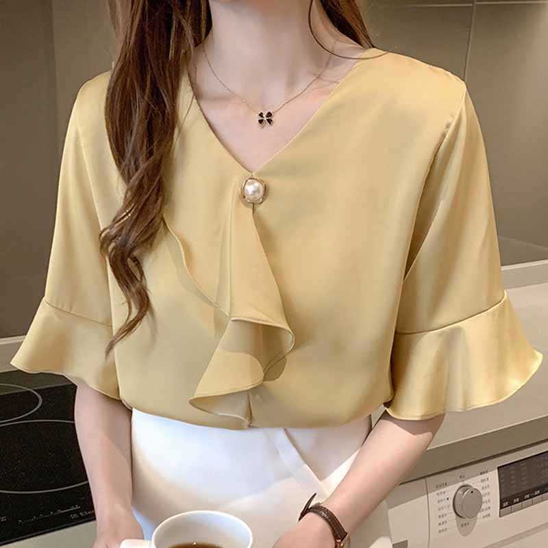 Blouse Women Blusas Mujer De Moda Short Sleeve Women Tops Shirts Ruffles V-neck Chiffon Blouse Shirt Women Blouses D311 210602, Pink
Blouse Women Blusas Mujer De Moda Short Sleeve Women Tops Shirts Ruffles V-neck Chiffon Blouse Shirt Women Blouses D311 210602, Pink