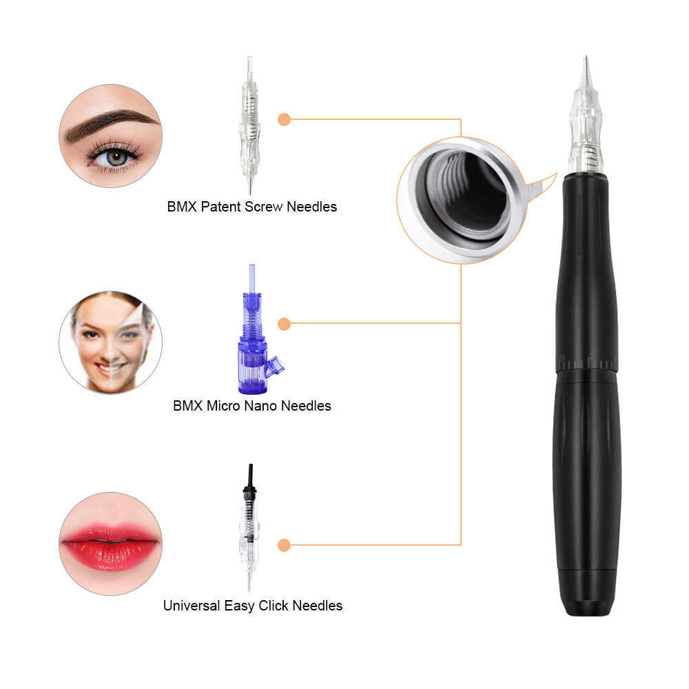 BMX Permanent Makeup Machine Tattoo Pen Professional Digital tattoo PMU Sets with Cartridges Eyebrow Lip LW002 210622