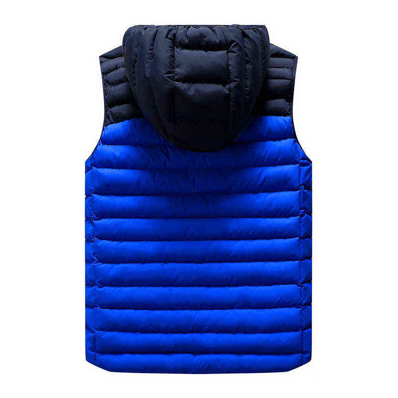 Mens Winter Sleeveless Jacket Men Down Vest Mens Warm Thick Hooded Coats Male Cotton-Padded Work Waistcoat Gilet Homme Vest 211126