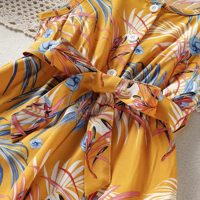 Baby girl floral bow vest Jumpsuit children One Piece Outfit Summer Clothes body suit