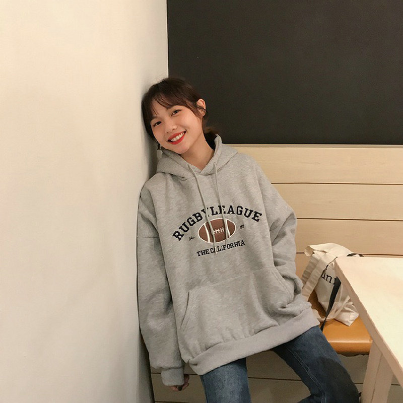 Hooded Sweatshirt Womens Korean Fashion Pullover Casual Hoodies Long Sleeve Streetwear Loose Polerones Mujer Fall Women 201113