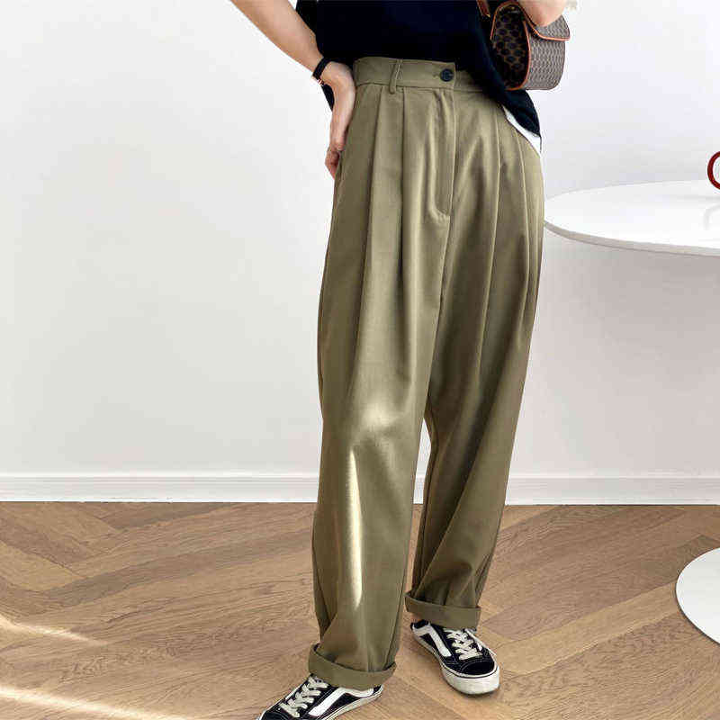 GOPLUS Woman Pants Office Lady Women Wide Leg High Waisted Black Trousers Femme Pantalon Spodnie Damskie Broeken Dames 211115