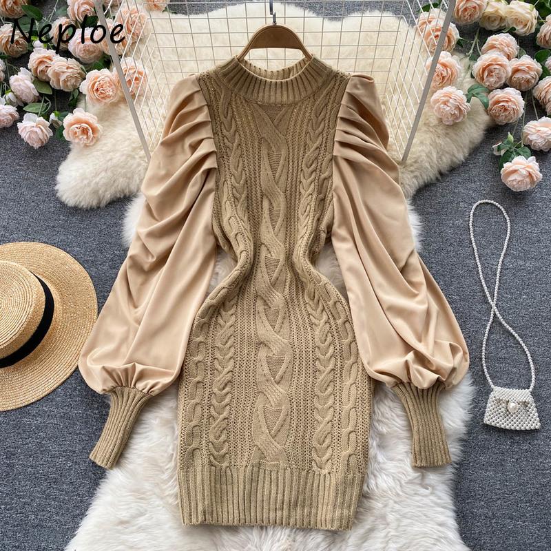 Casual Dresses Neploe Chic Pleated Puff Sleeve Design Sense Dress Women High Waist Knitted Patchwork Robe Female Fall Winter Fashion Vestido, Black;gray
Casual Dresses Neploe Chic Pleated Puff Sleeve Design Sense Dress Women High Waist Knitted Patchwork Robe Female Fall Winter Fashion Vestido, Black;gray