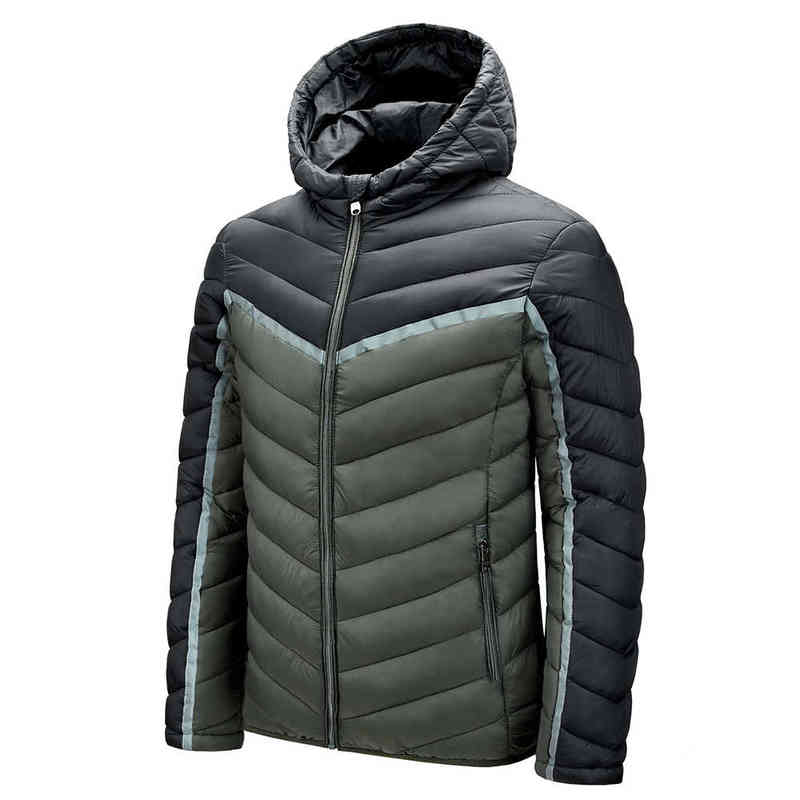 TFU Men's Winter Casual Windproof Hood Patchwork Warm Parkas Jackets Coat Men Autumn Classic Outfits Thick Parka Jacket 211214Z