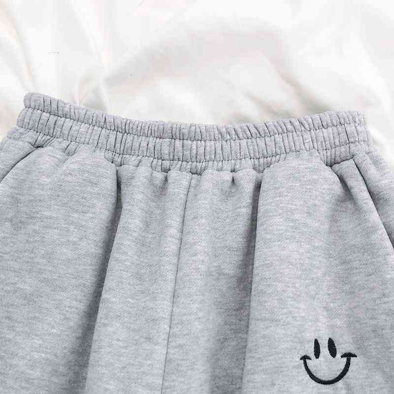 Spring Autumn Sweatpants Women Unisex Gray Wide Leg Sweat Pants Men Custom Swearshirt Pents Casual Loose Baggy 211115