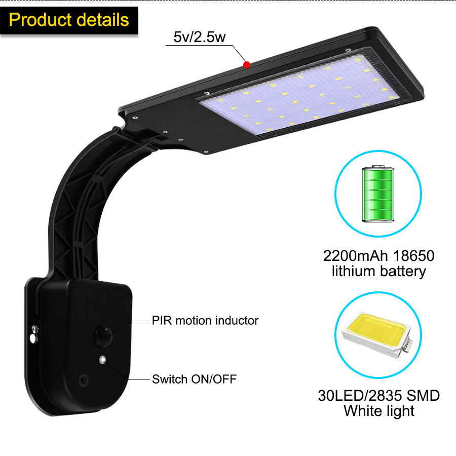 30 LED Bending Solar Lamp with Four Modes Outdoor Waterproof Solar Light Security Lighting for House Wall Street Yard Garden