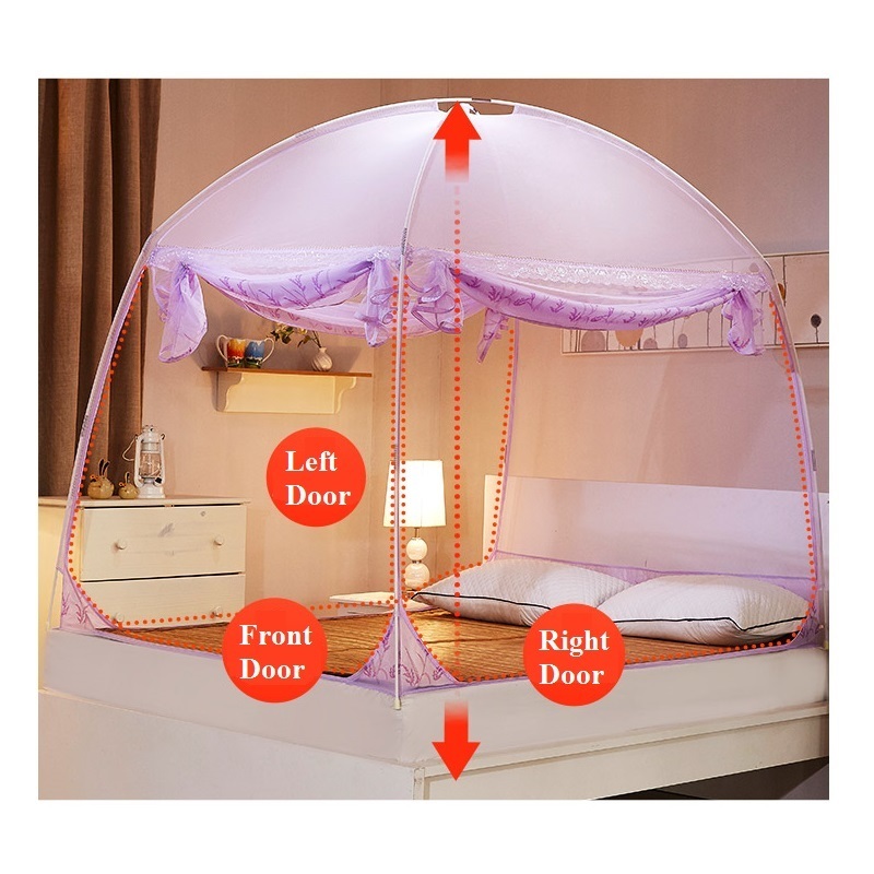 Romantic Purple Threedoor Mosquito Net For Adults Bed Summer Portable Insect Repellent Tent Mesh ting Y200417