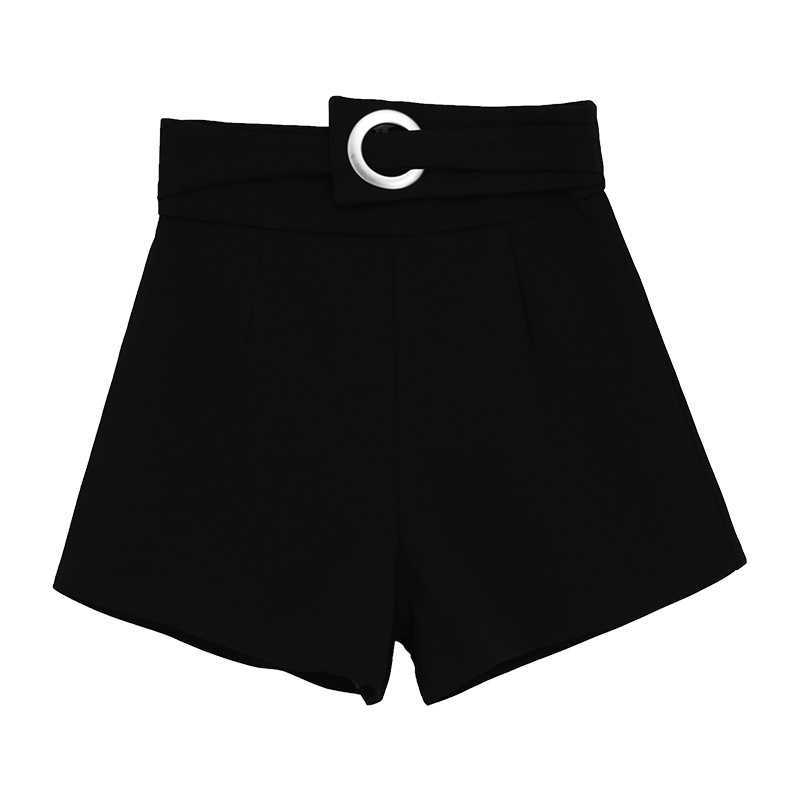 Chiffon Korean Skirt Half-length Women High Waist Summer Irregular Shorts Chic Black 210714