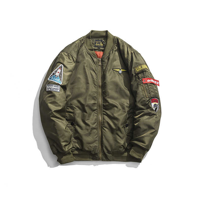 Army Green Mens Casual Jacket Hip Hop Large Size Streetwear Men Pilot Bomber Jacket Coat Male Military Overcoat High Quality 210603