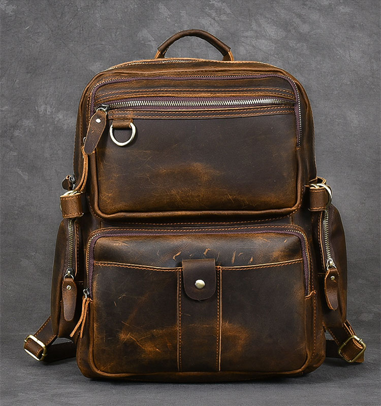 Crazy Horse Leather Men's Backpack Laptop Bag Multi-pocket Schoolbag Men Travel Backpacks Shoulder Bags Cowhide Vintage
Crazy Horse Leather Men's Backpack Laptop Bag Multi-pocket Schoolbag Men Travel Backpacks Shoulder Bags Cowhide Vintage