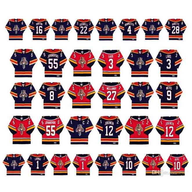 goodjjob Vintage Florida Panthers Jerseys 8 Peter Worrell 9 Stephen Weiss 27 Scott Mellanby 3 Paul Laus 55 Ed Jovanovski 12 Olli Jokinen Retro Hockey