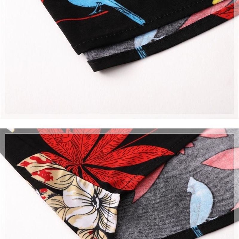 Social Shirt Men Short sleeve Floral Mens Dress Shirts Flowers Hawaiian Style Blouse Menswear Summer Navy Black New