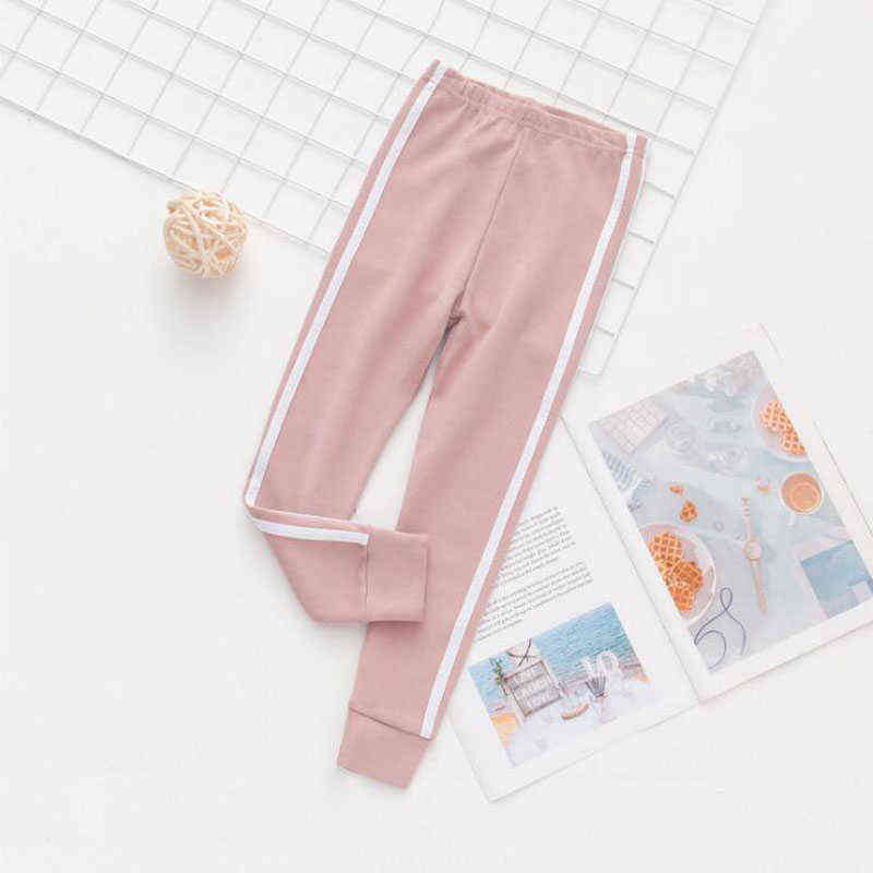 Sports Pants Girls Leggings Stripe for Kid Sweatpants Kids Sport Trousers Outwear 211103