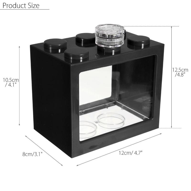 Colorful Clear Mini Aquarium With LED Lamp Light Betta Fish Tank Office Desktop Ornament Decor Multicolor Box Fighting Cylinder