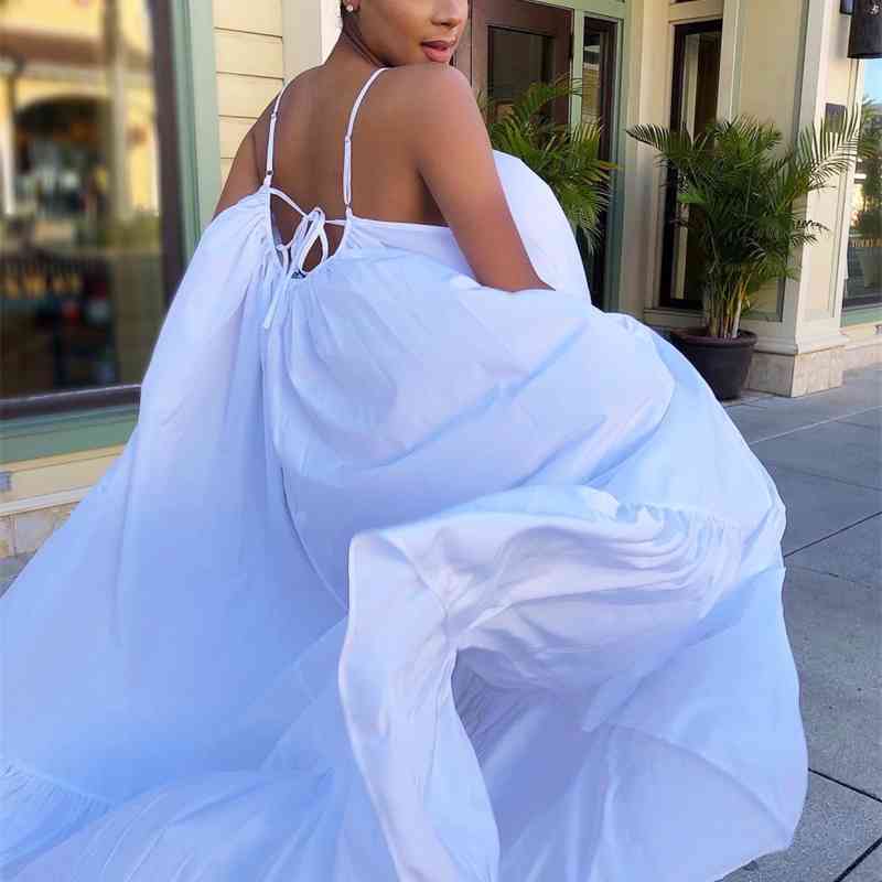 20218078 pregnant women' Beach skirt, sexy sling, sleeveless solid color long swing dress, White
20218078 pregnant women' Beach skirt, sexy sling, sleeveless solid color long swing dress, White