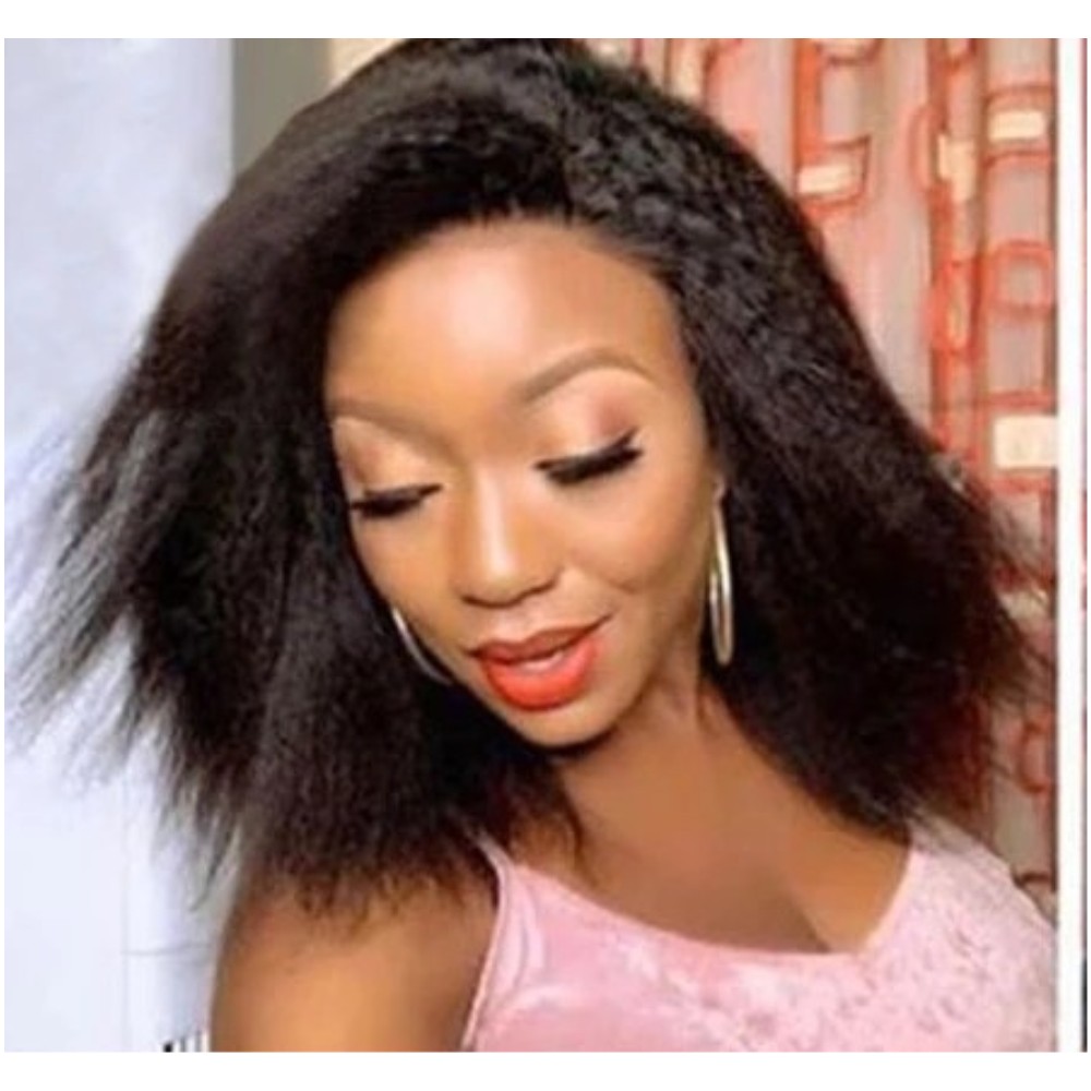 Yaki Brazilian Lace Frontal Wig Pre Plucked with Baby Hair Kinky Straight 250 Density Synthetic Wigs For Black Women