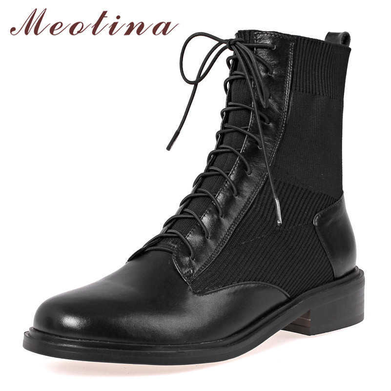 Meotina Autumn Ankle Boots Women Natural Genuine Leather Square Heels Short Boots Lace Up Round Toe Shoes Ladies Size 34-39 210608, Black
Meotina Autumn Ankle Boots Women Natural Genuine Leather Square Heels Short Boots Lace Up Round Toe Shoes Ladies Size 34-39 210608, Black