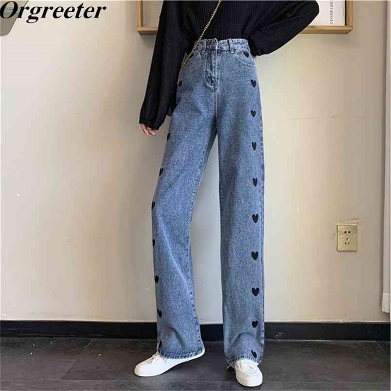 Plus size S- Women Jeans Summer Fall Heart Embroidery High waist Loose Denim Pants Streetwear Casual Straight Trousers 210602, Black
Plus size S- Women Jeans Summer Fall Heart Embroidery High waist Loose Denim Pants Streetwear Casual Straight Trousers 210602, Black