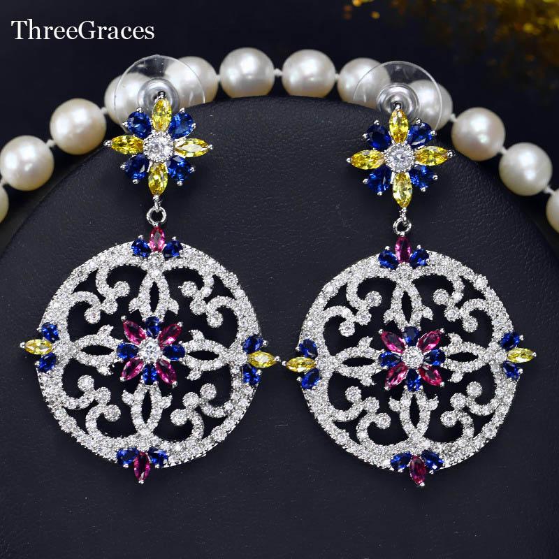Dangle & Chandelier ThreeGraces Perfect Round Cubic Zircon Micro Pave Yellow Blue Red Crystal Women Vintage Big Statement Earri, Silver
Dangle & Chandelier ThreeGraces Perfect Round Cubic Zircon Micro Pave Yellow Blue Red Crystal Women Vintage Big Statement Earri, Silver
