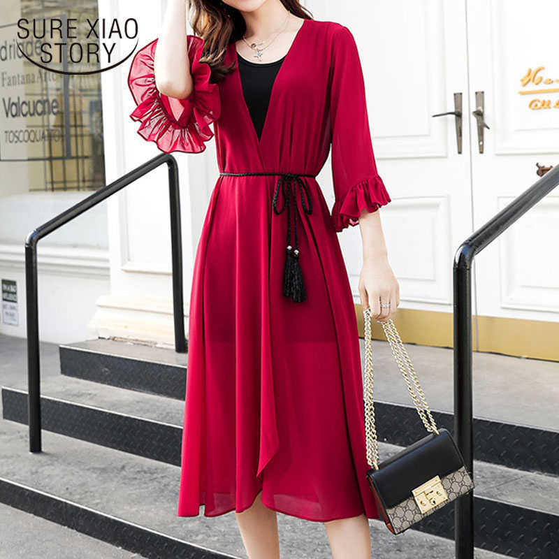 Thin Sun-Proof Clothing Irregular Chiffon Shawl Women' Mid-Length Three-Quarter Sleeve Elegant Fashion Summer Cardigan 9737 210527, Red
Thin Sun-Proof Clothing Irregular Chiffon Shawl Women' Mid-Length Three-Quarter Sleeve Elegant Fashion Summer Cardigan 9737 210527, Red