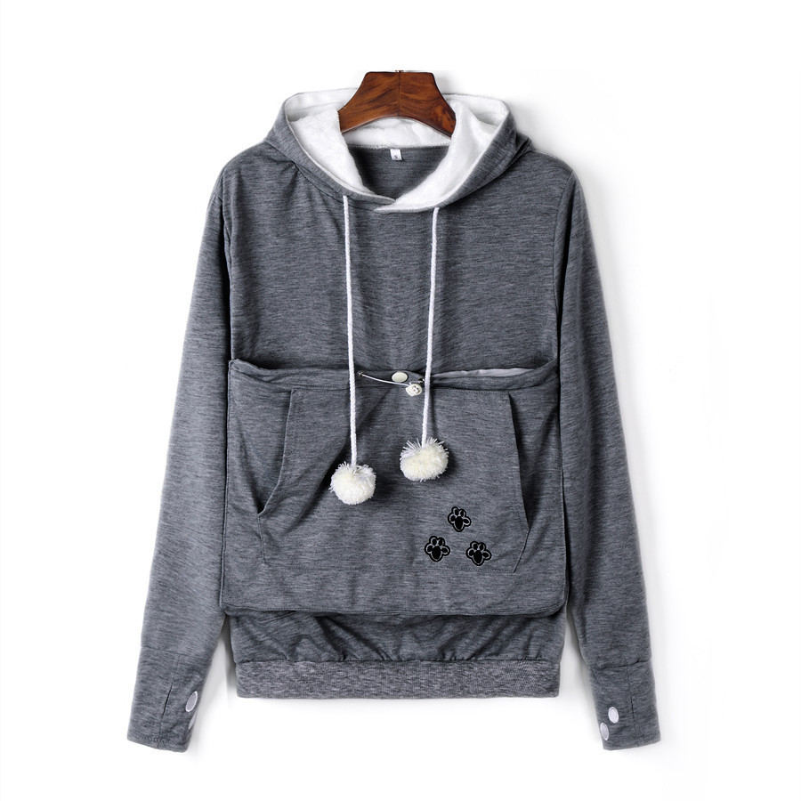 Hooded Cat Dog Pet Casual Unisex Kangaroo Coat Hoodies Sweatershirts Women Kangaroo Cat Casual Hoodie Sweatershirts 201102