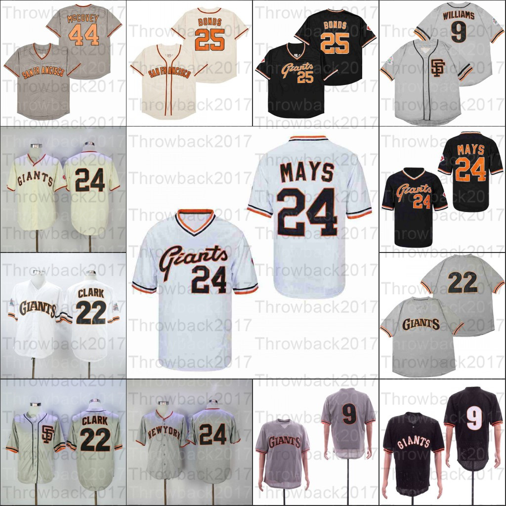 Retro Baseball 1951 and 1962 Home Jersey 44 McCOVEY 25 BONDS 24 MAYS 22 CLARK 9 WILLIAMS WHITE BLACK GREY, As photo
Retro Baseball 1951 and 1962 Home Jersey 44 McCOVEY 25 BONDS 24 MAYS 22 CLARK 9 WILLIAMS WHITE BLACK GREY, As photo
