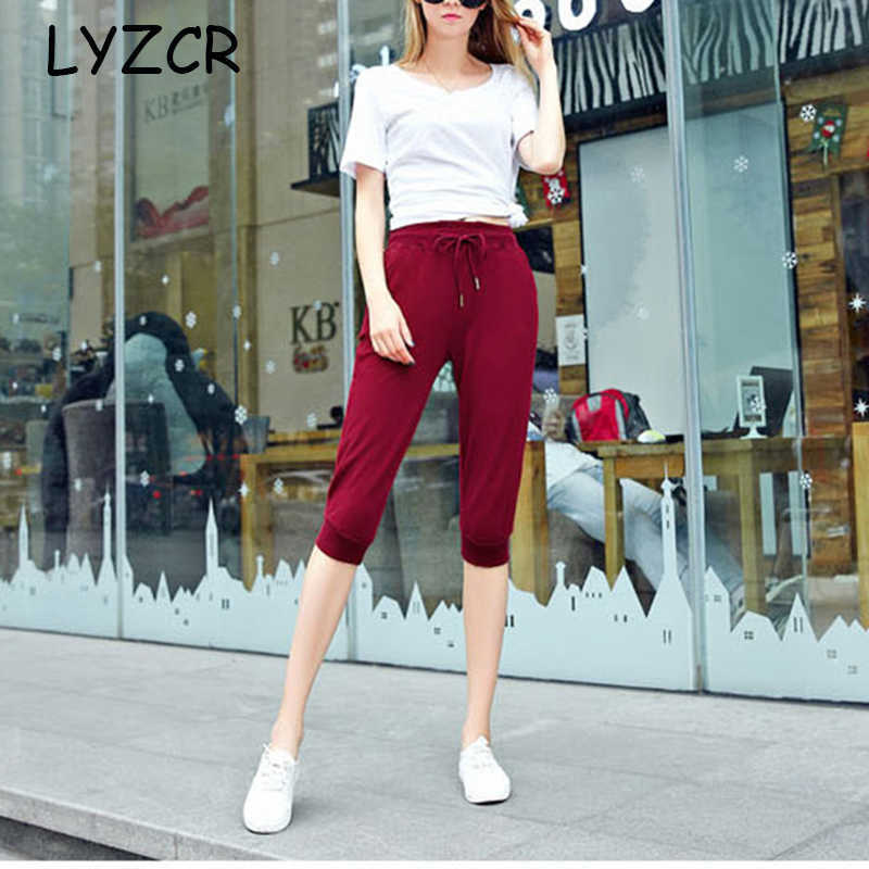 Women's Cotton Summer Pants Casual Loose Harem for Knee Length Breeches s Female Sweatpants 211115