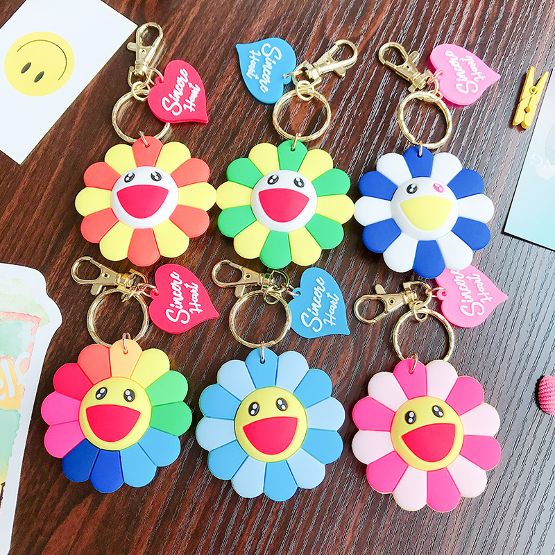 Creative Cartoon Key Rings trend accessories Sunflower Keychain Fashion Keychains Car Bag Pendant